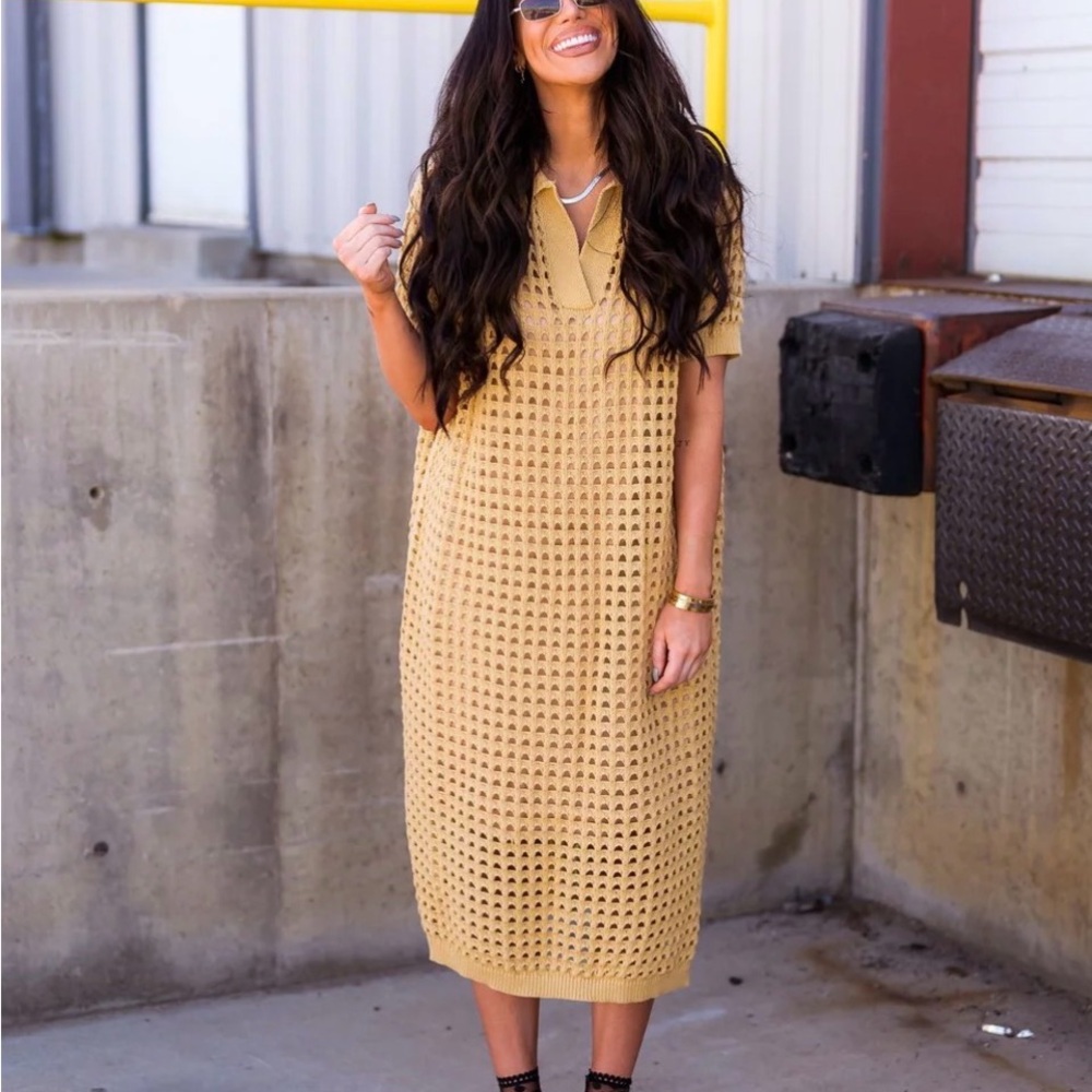 Dressed in LALA Knit Tan Dress